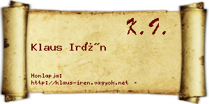 Klaus Irén névjegykártya
